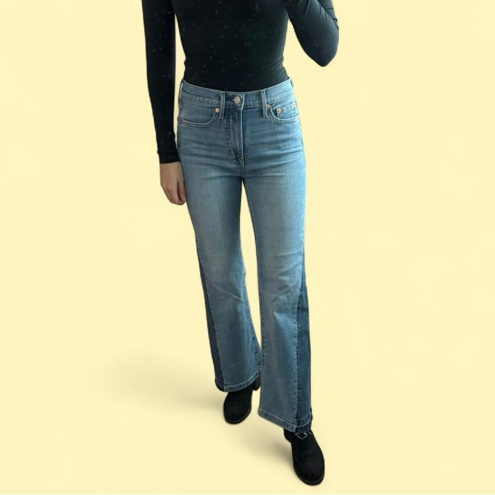 gap light wash high rise flare jeans